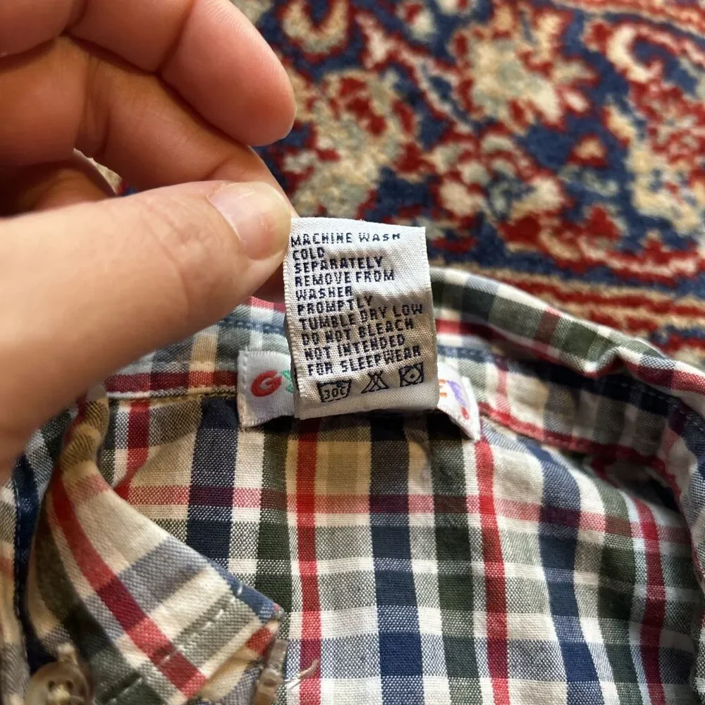 Vintage Rainbow Tag Gymboree Kids Plaid Long Sleeve Button Down Shirt 3T